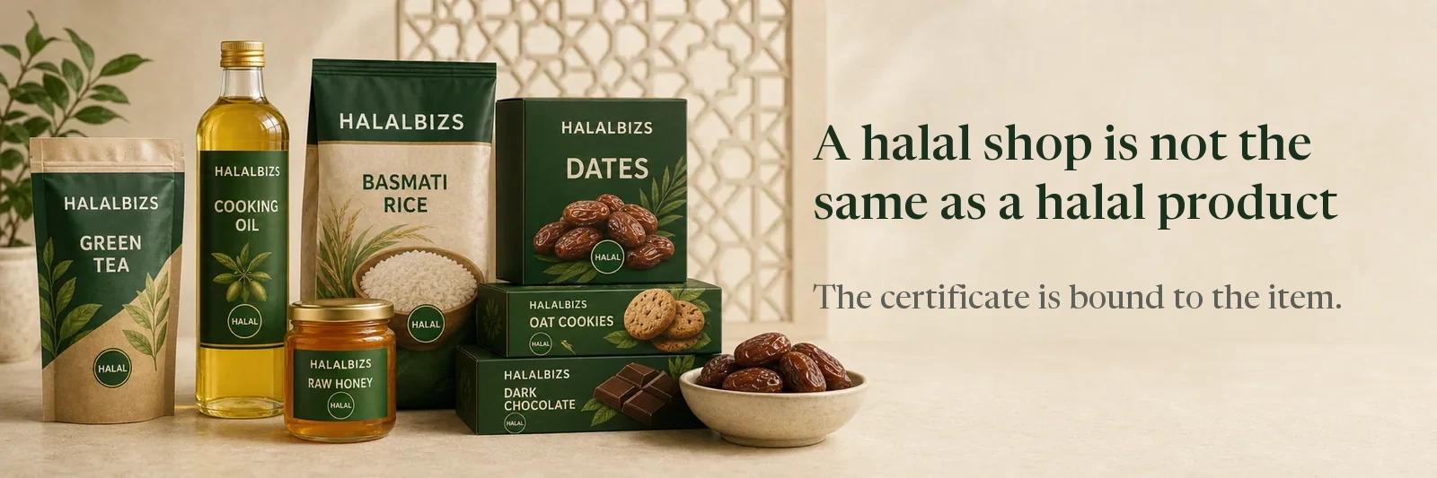 A halal shop is not the same as a halal product. Here the certificate is bound to the item, not the storefront. Look it up before you buy.