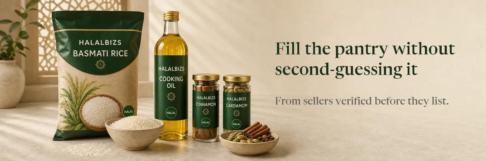 Fill the pantry without second-guessing it. Rice, oils and spices from sellers we verified before they could list.