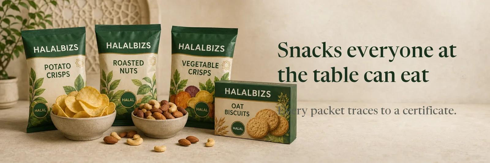 Snacks everyone at the table can eat. Every packet traces back to a certificate and the batch it was packed in.